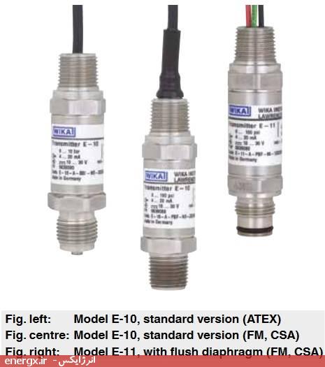 ترانسمیتر فشار قلمی ضدانفجار ویکا (WIKA) مدل E-10 و E-11